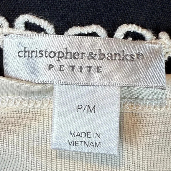 Christopher & Banks Ivory Cream Colored Lined Crochet Top, Petite Medium - Picture 2 of 10